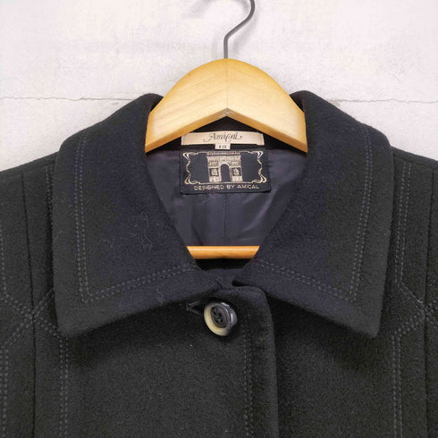 AMICAL CASHMIRE カシミヤ混デザインステンカラーコート レディース 13