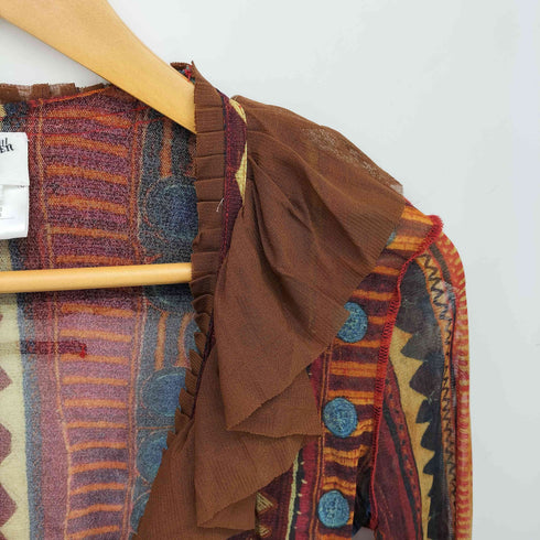 ジャンポールゴルチエフェム Jean Paul GAULTIER FEMME 民族柄 フリルデザイン ドローストリング パワーネット ボレロ レディース FR:40