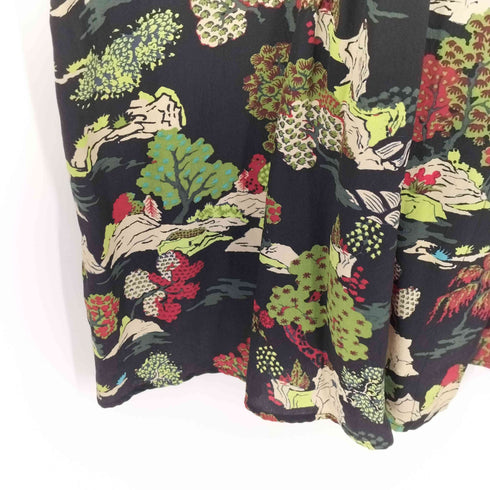 ケンゾージャングル KENZO JUNGLE 総柄 変形 シルク シャツワンピース レディース FR:40