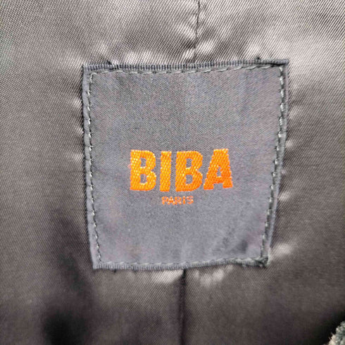 BIBA 日本製 ピッグスキン レザー 総柄 切り替え コート レディース JPN:9号