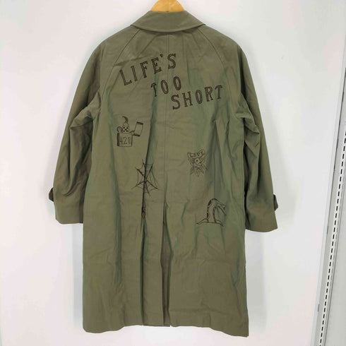 Jefferson タトゥーペイント 裏地チェック 比翼ステンカラーコート 玉虫 メンズ