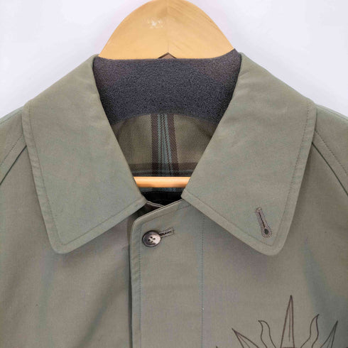 Jefferson タトゥーペイント 裏地チェック 比翼ステンカラーコート 玉虫 メンズ