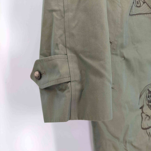 Jefferson タトゥーペイント 裏地チェック 比翼ステンカラーコート 玉虫 メンズ