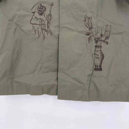 Jefferson タトゥーペイント 裏地チェック 比翼ステンカラーコート 玉虫 メンズ