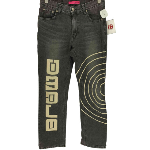 エムワイオービーエヌワイシー M.Y.O.B NYC UBDLM サークル プリント ブラック デニム パンツ メンズ