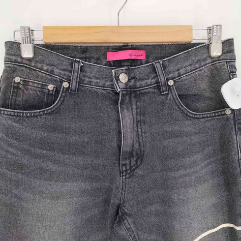 エムワイオービーエヌワイシー M.Y.O.B NYC UBDLM サークル プリント ブラック デニム パンツ メンズ