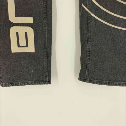 エムワイオービーエヌワイシー M.Y.O.B NYC UBDLM サークル プリント ブラック デニム パンツ メンズ