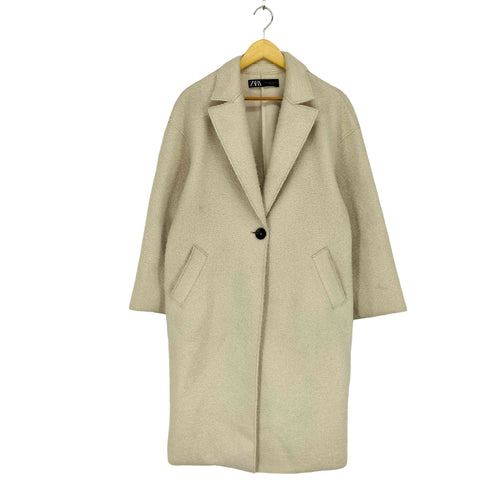 ザラ ZARA textured coat white レディース XS