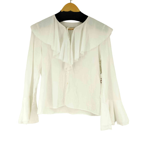 トゥモローランドマカフィー tomorrowland macphee コットンボイル フリルカラーブラウス レディース 36