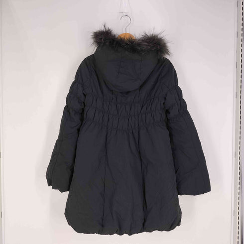 バーバリーブルーレーベル BURBERRY BLUE LABEL ラクーンファー 裏地チェック フーデッドダウンコート レディース EUR:38