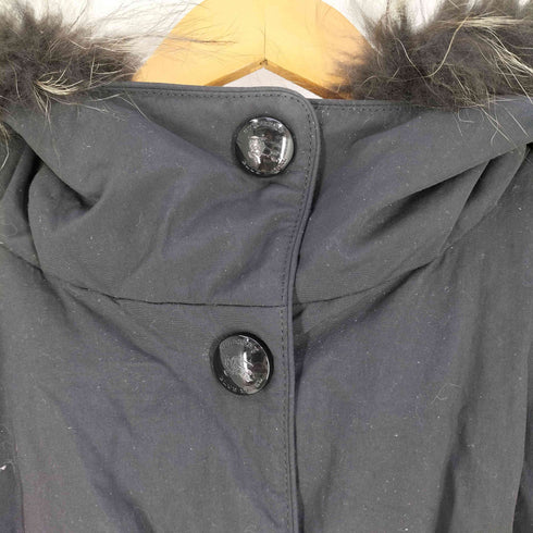 バーバリーブルーレーベル BURBERRY BLUE LABEL ラクーンファー 裏地チェック フーデッドダウンコート レディース EUR:38