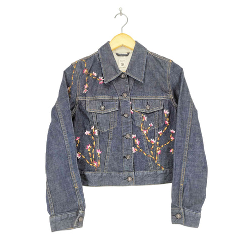 ギャップ Gap 桜刺繍デニムトラッカージャケット Y2K レディース S