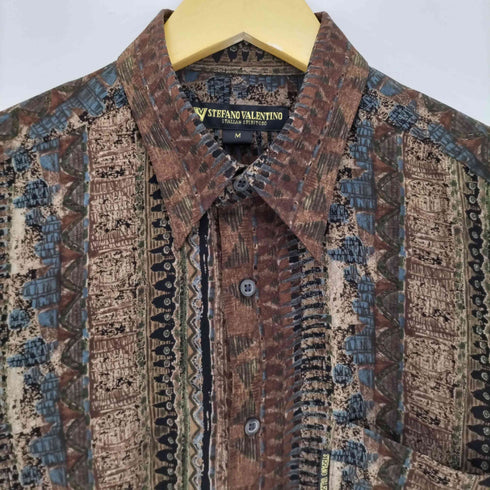 STEFANO VALENTINO 総柄 マルチストライプ シャツ メンズ JPN:M
