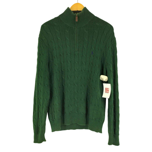 ポロラルフローレン POLO RALPH LAUREN スモールポニー刺繍ハーフジップケーブルコットンニット メンズ import:S