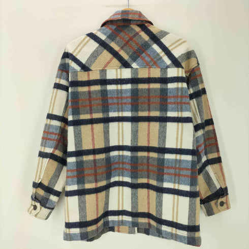 ザラ ZARA マドラスチェック ウール アクリル ポリ CPO シャツ ジャケット レディース import:S