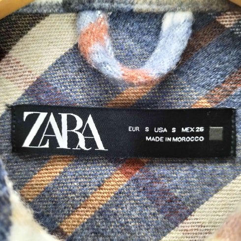 ザラ ZARA マドラスチェック ウール アクリル ポリ CPO シャツ ジャケット レディース import:S