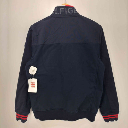 トミーヒルフィガー TOMMY HILFIGER ネックロゴプリント トリコロール コットンナイロン切替 裏起毛ジップアップジャケット メンズ import:M