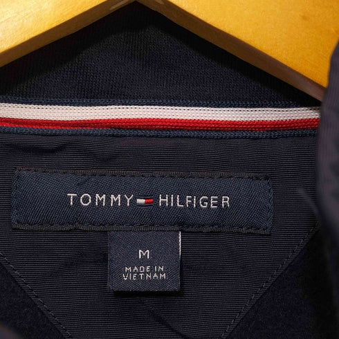 トミーヒルフィガー TOMMY HILFIGER ネックロゴプリント トリコロール コットンナイロン切替 裏起毛ジップアップジャケット メンズ import:M