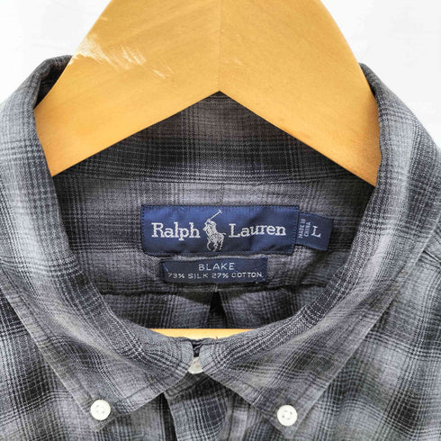 ラルフローレン RALPH LAUREN BLAKE オンブレ シャドーチェック コットンシルクシャツ メンズ import:L