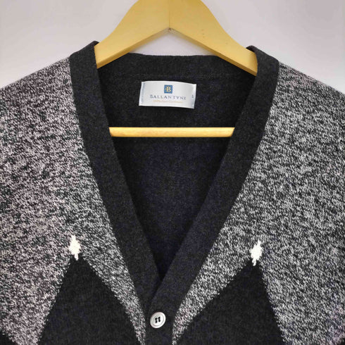 バランタイン BALLANTYNE 90s スコットランド製 旧タグ ピュアカシミヤ100 アーガイル柄 カーディガン メンズ EUR:46
