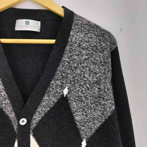 バランタイン BALLANTYNE 90s スコットランド製 旧タグ ピュアカシミヤ100 アーガイル柄 カーディガン メンズ EUR:46