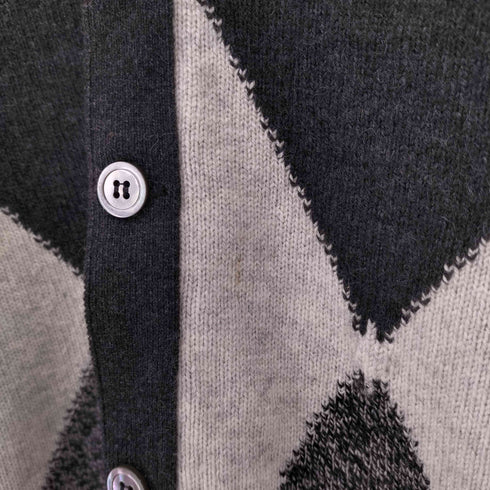 バランタイン BALLANTYNE 90s スコットランド製 旧タグ ピュアカシミヤ100 アーガイル柄 カーディガン メンズ EUR:46