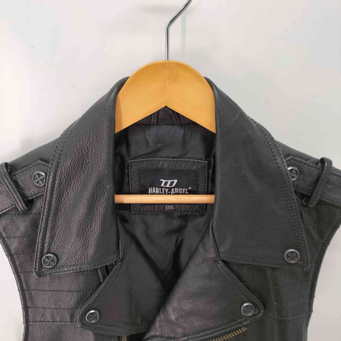 HARLEY-ANGEL 牛革 ダブルライダース レザーベスト メンズ XXXL