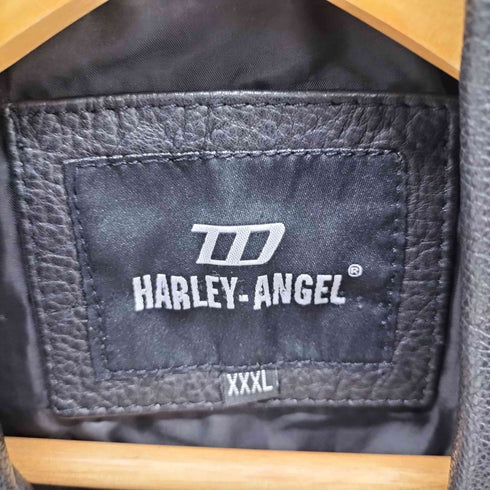 HARLEY-ANGEL 牛革 ダブルライダース レザーベスト メンズ XXXL