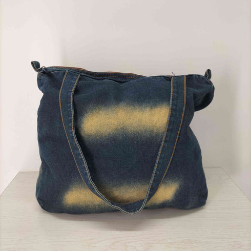 Y2K ダメージ パッチワークデザイン デニム トートバッグ レディース