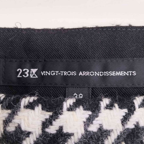 ニジュウサンク 23区 千鳥格子 フリンジツイード ラップスカート レディース JPN:38