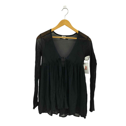 ジャンポールゴルチエ Jean Paul GAULTIER シアーギャザー フロントフック ロングスリーブ シャツブラウス レディース 40