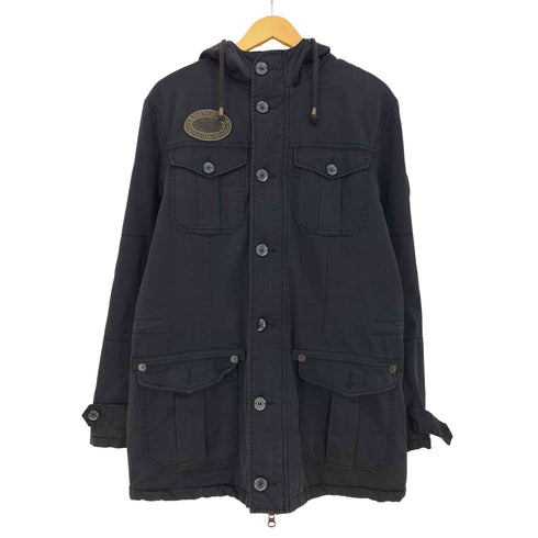 アルマーニジーンズ ARMANI JEANS ワッペン装飾 比翼 ダブルジップ 裏地ファー 4ポケット フーデッドジャケット メンズ JPN:M