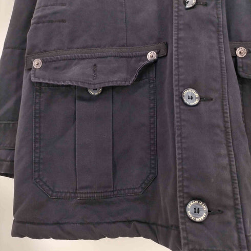 アルマーニジーンズ ARMANI JEANS ワッペン装飾 比翼ジップ 裏地ファー 4ポケット フーデッドジャケット メンズ JPN:M