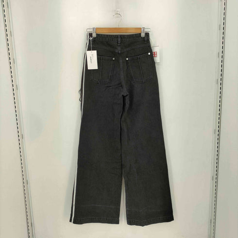 PETER DO ダメージ加工 ライン ワイド ブラックデニムパンツ レディース 27