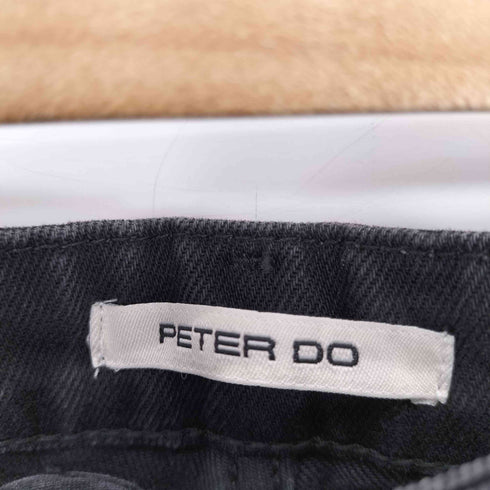 PETER DO ダメージ加工 ライン ワイド ブラックデニムパンツ レディース 27