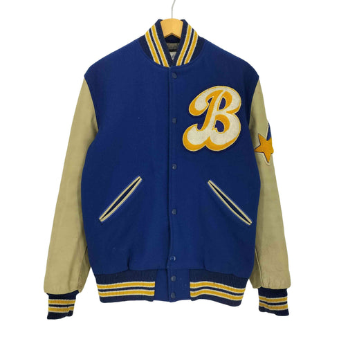 CATCHBALL 90s USA製 SPORTS WEAR ビックワッペン刺繍 袖レザー切替 スタジャン メンズ 36