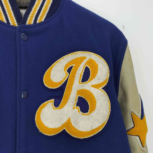 CATCHBALL 90s USA製 SPORTS WEAR ビックワッペン刺繍 袖レザー切替 スタジャン メンズ 36