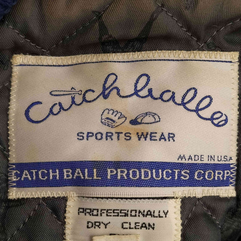 CATCHBALL 90s USA製 SPORTS WEAR ビックワッペン刺繍 袖レザー切替 スタジャン メンズ 36