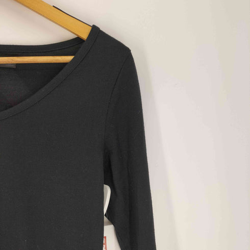 ワイスリー Y-3 00S 06S ウール サイドスリット ロゴ バックプリント Vネック L/S カットソー レディース JPN:S S