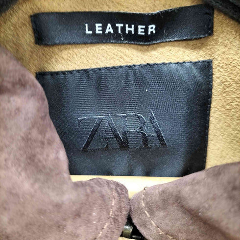 ザラ ZARA コントラスト100 スエードレザージャケット レディース import:S