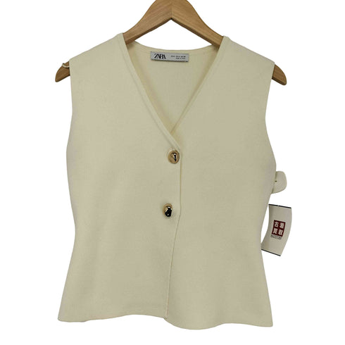 ザラ ZARA ゴールドボタン ニットベスト レディース import:M