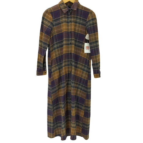 ザラ ZARA マドラスチェック L/S フランネル シャツ ワンピース レディース import:XS