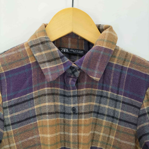 ザラ ZARA マドラスチェック L/S フランネル シャツ ワンピース レディース import:XS