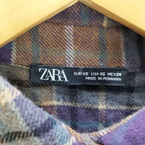 ザラ ZARA マドラスチェック L/S フランネル シャツ ワンピース レディース import:XS