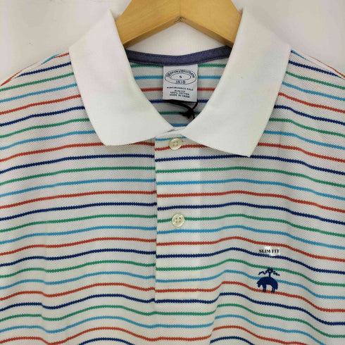 ブルックスブラザーズ BROOKS BROTHERS SLIM-FIT ロゴ刺繍 ボーダーポロシャツ メンズ import:S