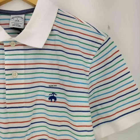 ブルックスブラザーズ BROOKS BROTHERS SLIM-FIT ロゴ刺繍 ボーダーポロシャツ メンズ import:S