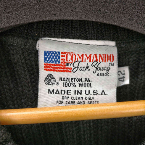 Jack Young USA製 Vネック ウール コマンド セーター ニット ロングリブ メンズ US:42