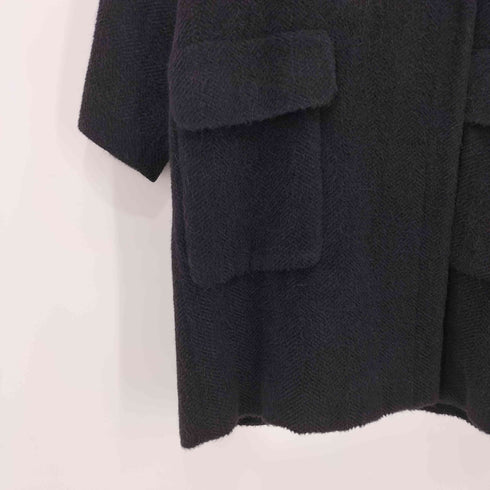 クリスチャンオジャール CHRISTIAN AUJARD ウール100 ツイード 比翼ノーカラー コート レディース