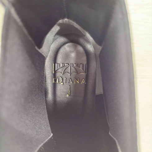ダイアナ DIANA ブラックレザーサイドゴアブーツ レディース 23