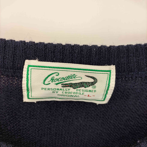 クロコダイル crocodile ワンポイントロゴ Vネック ニットセーター メンズ import:L